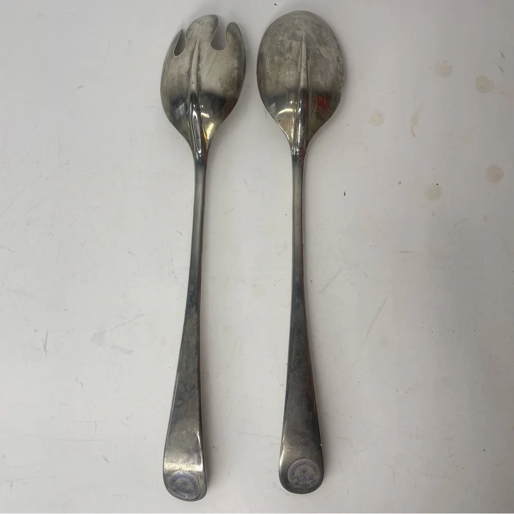 1991 International Silver Company Spoon Fork Serving Set Silver Plate 12.75”